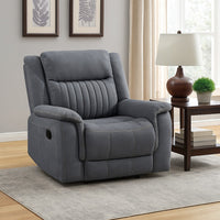 Lenny Manual Reclining Chair, Gray Microfiber, Foam Cushioning - BM338613