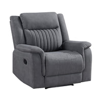 Lenny Manual Reclining Chair, Gray Microfiber, Foam Cushioning - BM338613
