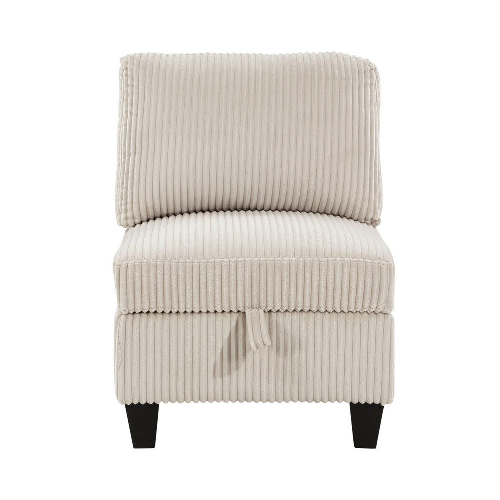 Ellene Modular Armless Chair With Storage, Soft Beige Corduroy - BM338622