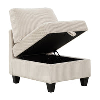 Ellene Modular Armless Chair With Storage, Soft Beige Corduroy - BM338622
