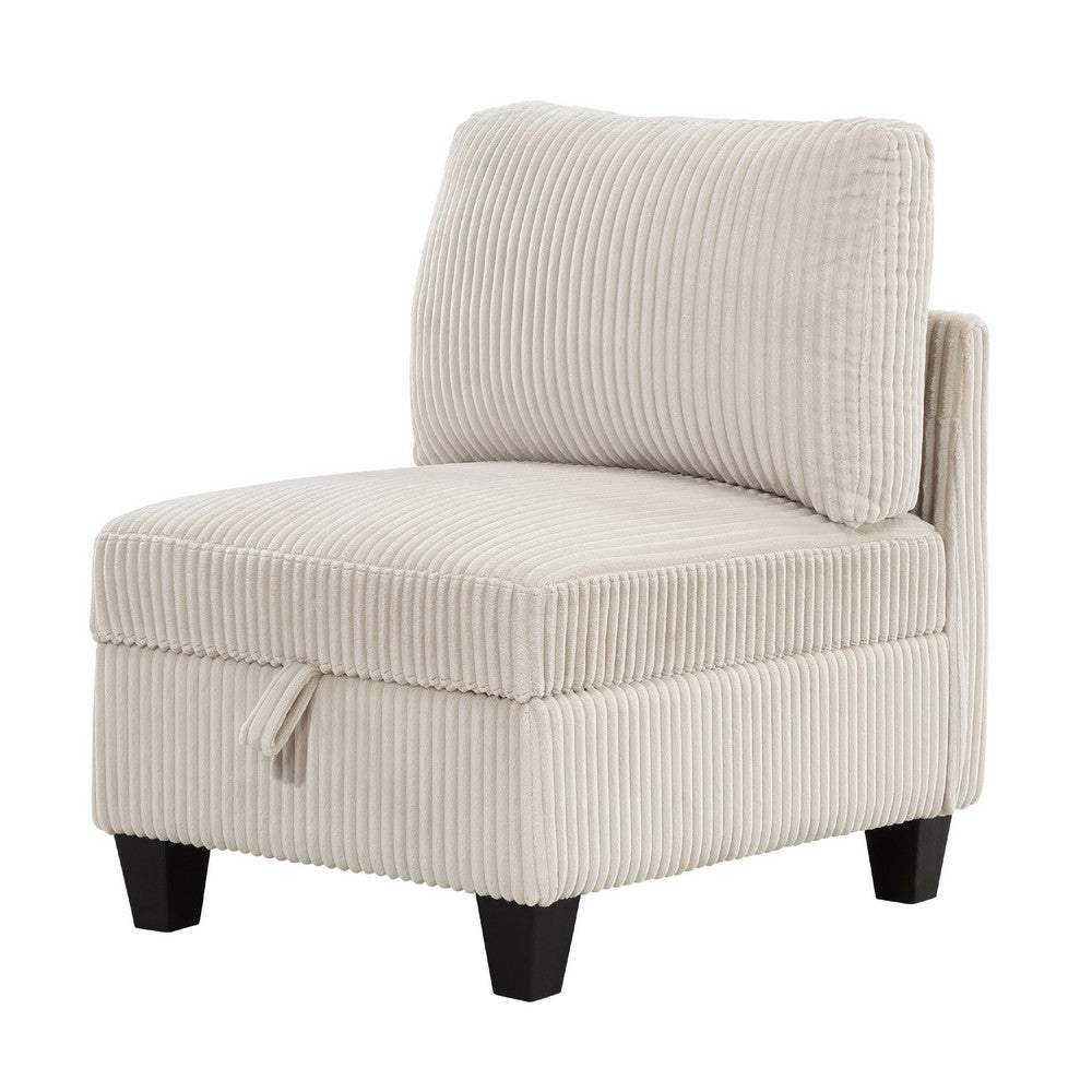 Ellene Modular Armless Chair With Storage, Soft Beige Corduroy - BM338622