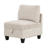 Ellene Modular Armless Chair With Storage, Soft Beige Corduroy - BM338622