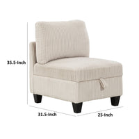 Ellene Modular Armless Chair With Storage, Soft Beige Corduroy - BM338622