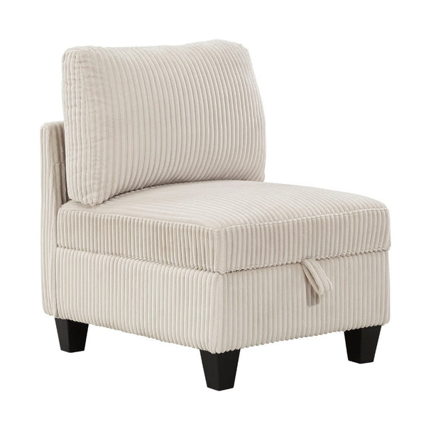 Ellene Modular Armless Chair With Storage, Soft Beige Corduroy - BM338622