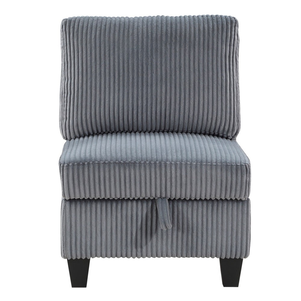 Ellene Modular Armless Chair With Storage, Soft Gray Corduroy - BM338623