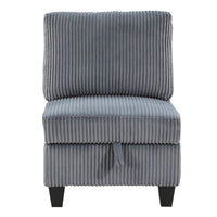 Ellene Modular Armless Chair With Storage, Soft Gray Corduroy - BM338623
