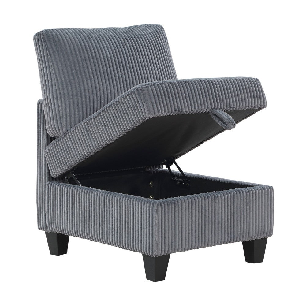 Ellene Modular Armless Chair With Storage, Soft Gray Corduroy - BM338623