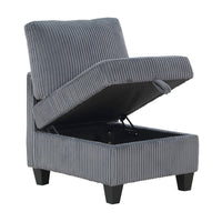 Ellene Modular Armless Chair With Storage, Soft Gray Corduroy - BM338623