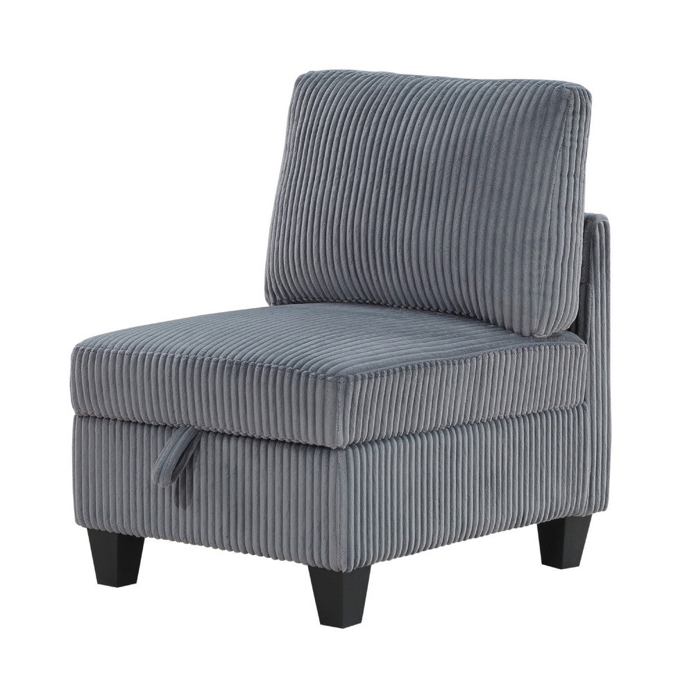 Ellene Modular Armless Chair With Storage, Soft Gray Corduroy - BM338623