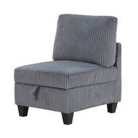 Ellene Modular Armless Chair With Storage, Soft Gray Corduroy - BM338623