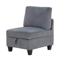 Ellene Modular Armless Chair With Storage, Soft Gray Corduroy - BM338623