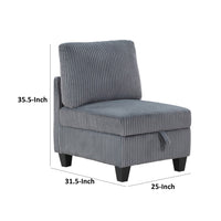 Ellene Modular Armless Chair With Storage, Soft Gray Corduroy - BM338623