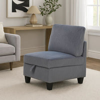 Ellene Modular Armless Chair With Storage, Soft Gray Corduroy - BM338623
