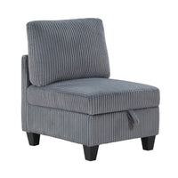 Ellene Modular Armless Chair With Storage, Soft Gray Corduroy - BM338623