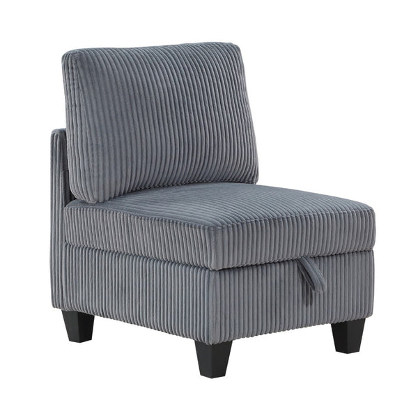 Ellene Modular Armless Chair With Storage, Soft Gray Corduroy - BM338623