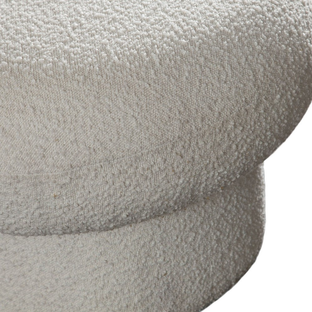 Curved Accent Bench, Solid Wood Frame, Soft Ivory Boucle Upholstery, 59 Inch -BM338625