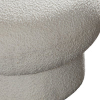 Curved Accent Bench, Solid Wood Frame, Soft Ivory Boucle Upholstery, 59 Inch -BM338625