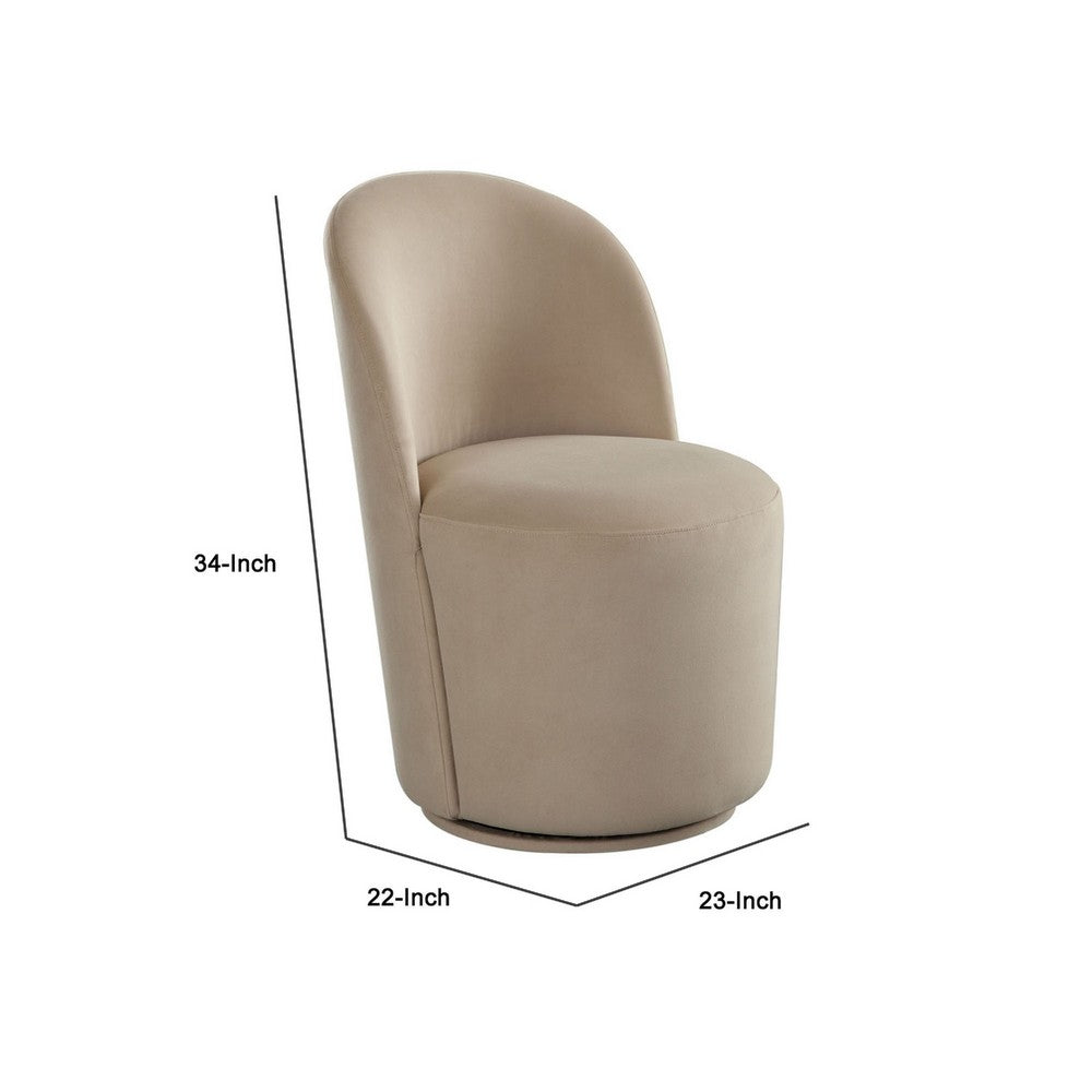 Accent Swivel Dining Chairs, Set of 2, Camel Brown Velvet, Contoured Back - BM338641