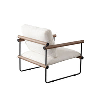 Accent Armchair, Brown Solid Wood Armrests, 31 Inch, Cream Fabric Seat - BM338644