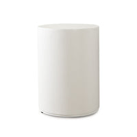 Viko Round Side End Table, White Wood Faux Concrete Finish, 20 Inch -BM338648