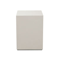 Viko Square Side End Table, White Wood Faux Concrete Finish, 20 Inch -BM338650