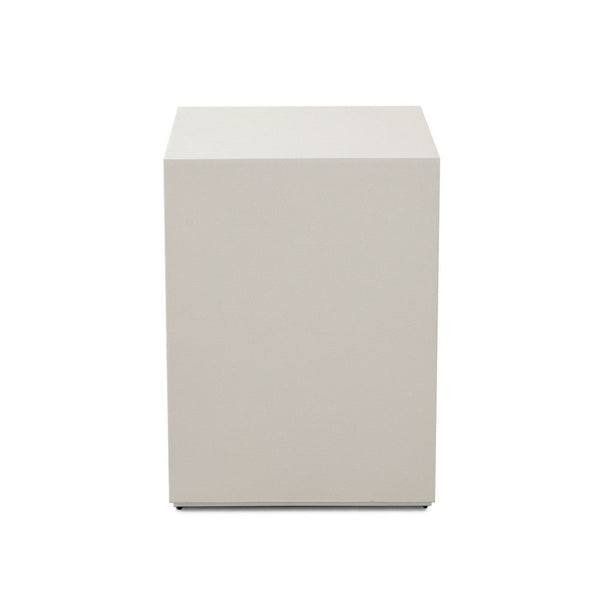 Viko Square Side End Table, White Wood Faux Concrete Finish, 20 Inch -BM338650