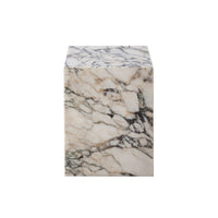 Rey Side End Table, 15 Inch Square Natural Viola Marble Pedestal -BM338655
