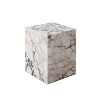 Rey Side End Table, 15 Inch Square Natural Viola Marble Pedestal -BM338655