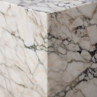 Rey Side End Table, 15 Inch Square Natural Viola Marble Pedestal -BM338655