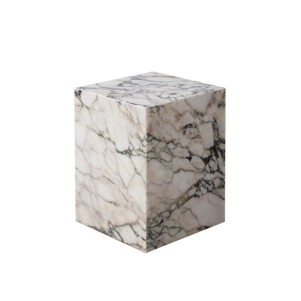 Rey Side End Table, 15 Inch Square Natural Viola Marble Pedestal -BM338655