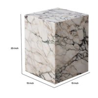 Rey Side End Table, 15 Inch Square Natural Viola Marble Pedestal -BM338655