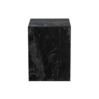 Rey Side End Table, 15 Inch Square Natural Black Marble Pedestal -BM338659