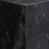 Rey Side End Table, 15 Inch Square Natural Black Marble Pedestal -BM338659
