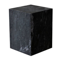 Rey Side End Table, 15 Inch Square Natural Black Marble Pedestal -BM338659