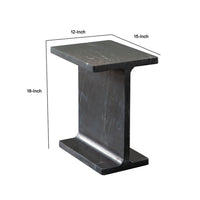 Isy Accent End Table, 15 Inch Black Marquina I-Beam Shaped Natural Marble -BM338660