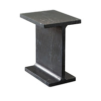 Isy Accent End Table, 15 Inch Black Marquina I-Beam Shaped Natural Marble -BM338660