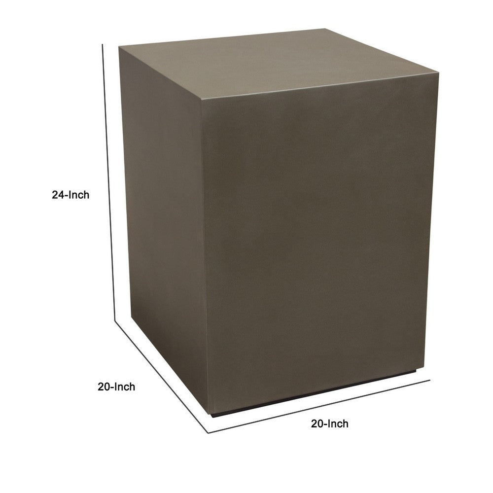 Viko Side End Table, 20 Inch Natural Cement Gray Square Pedestal -BM338666