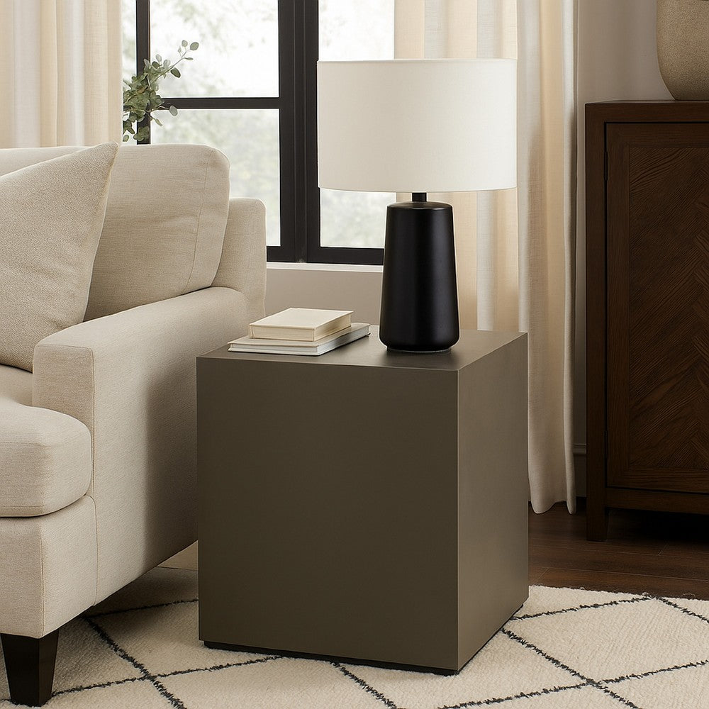 Viko Side End Table, 20 Inch Natural Cement Gray Square Pedestal -BM338666