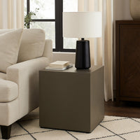 Viko Side End Table, 20 Inch Natural Cement Gray Square Pedestal -BM338666