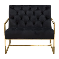 Masy Accent Armchair, Black Tufted Velvet Angled Seat and Back, Gold Legs - BM338670