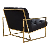Masy Accent Armchair, Black Tufted Velvet Angled Seat and Back, Gold Legs - BM338670