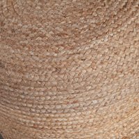 Poby Round Ottoman Pouf, 19 Inch Natural Brown Jute Fiber - BM338674