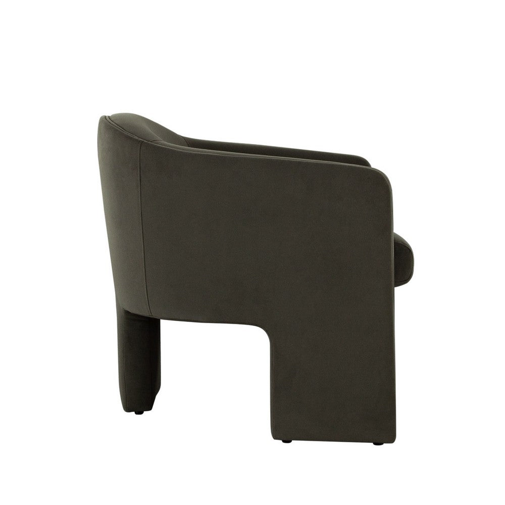 Lery Accent Chair, Green Winter Moss Performance Velvet, Curved Design - BM338675