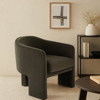 Lery Accent Chair, Green Winter Moss Performance Velvet, Curved Design - BM338675