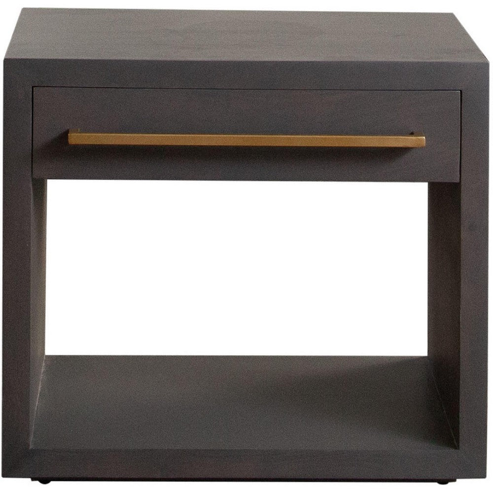 Ceny Side End Table, 1 Drawer, Gray Oak Solid Mango Wood, 26 Inch -BM338680