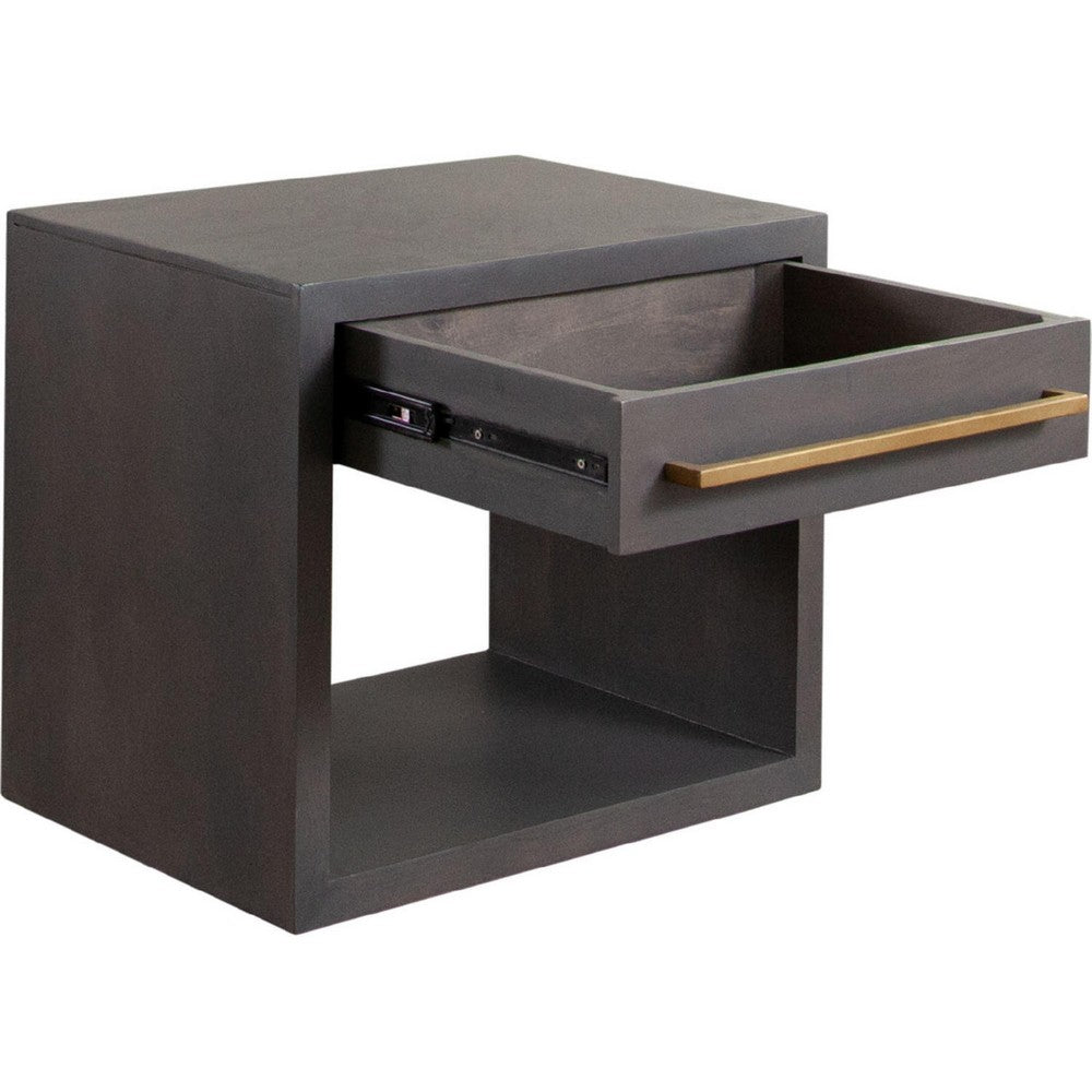 Ceny Side End Table, 1 Drawer, Gray Oak Solid Mango Wood, 26 Inch -BM338680