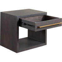 Ceny Side End Table, 1 Drawer, Gray Oak Solid Mango Wood, 26 Inch -BM338680