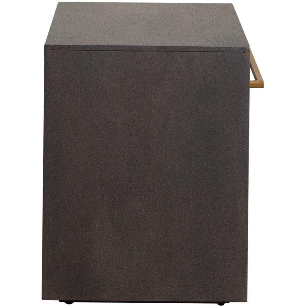 Ceny Side End Table, 1 Drawer, Gray Oak Solid Mango Wood, 26 Inch -BM338680