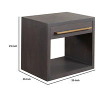 Ceny Side End Table, 1 Drawer, Gray Oak Solid Mango Wood, 26 Inch -BM338680