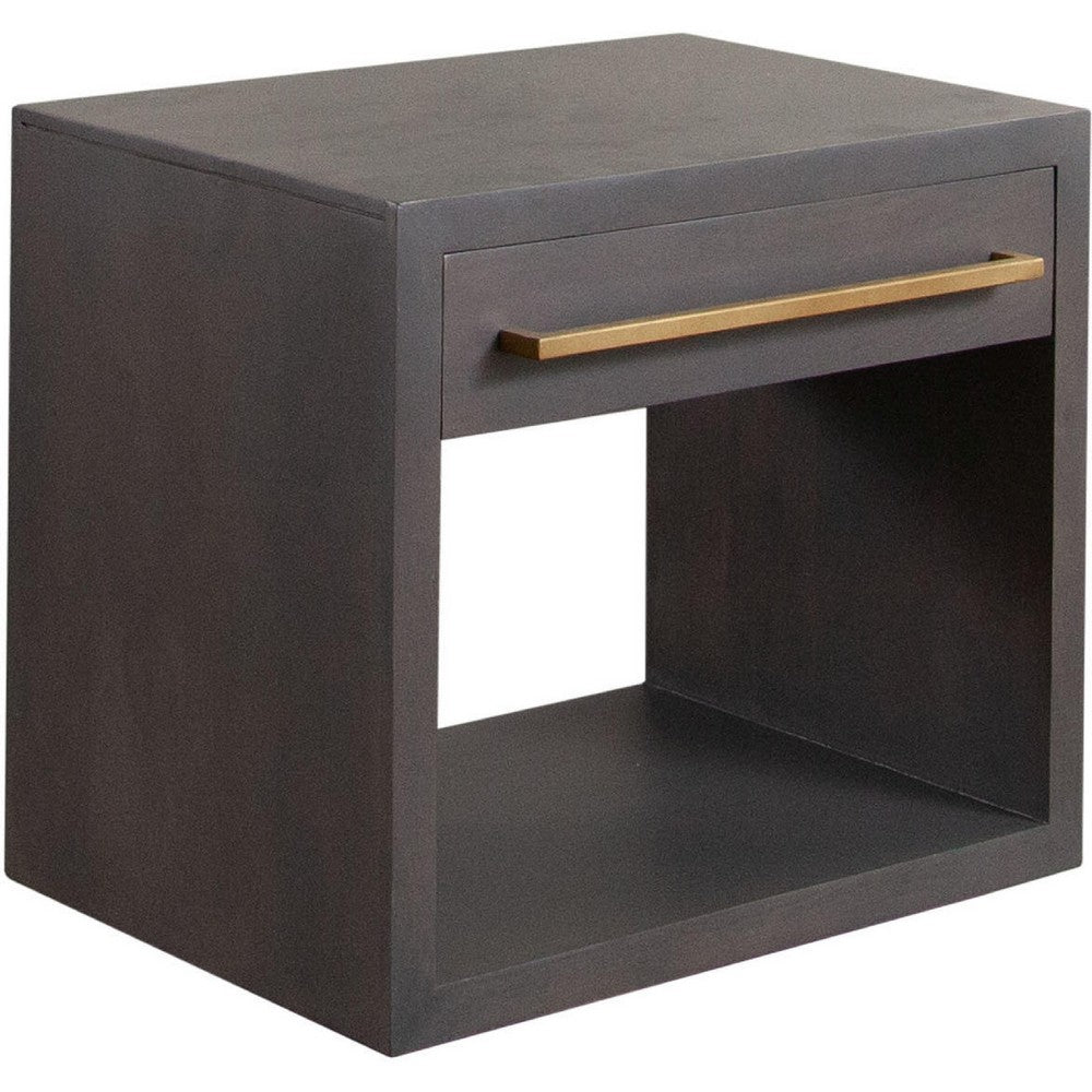 Ceny Side End Table, 1 Drawer, Gray Oak Solid Mango Wood, 26 Inch -BM338680